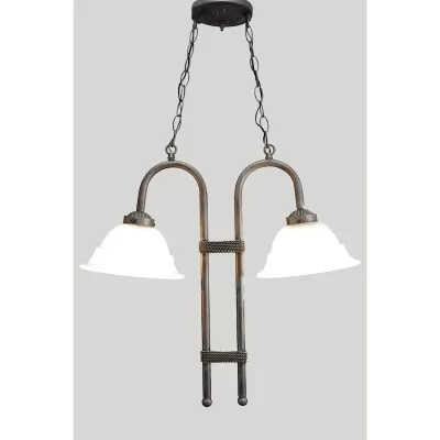 Arco Tulipán Trenza 2 Luz Vidrio Blanco