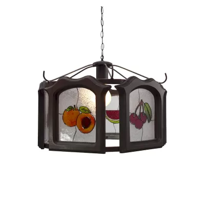 Lámpara Cocina Herraje Madera Frutas