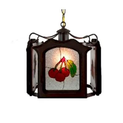 Lámpara Cocina Herraje Madera Frutas Pequeña