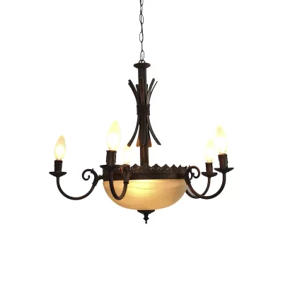 Corona Candela 5 Luz Vidrio Café