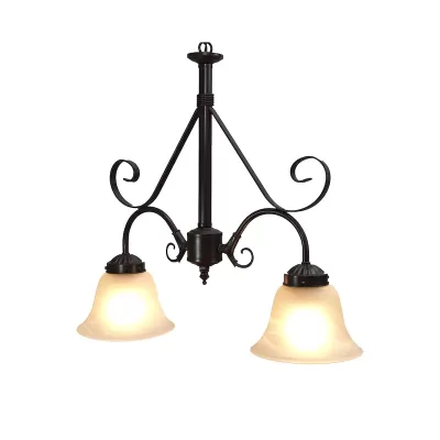 Tulipán Marmoleado 2 Luz Vidrio Blanco