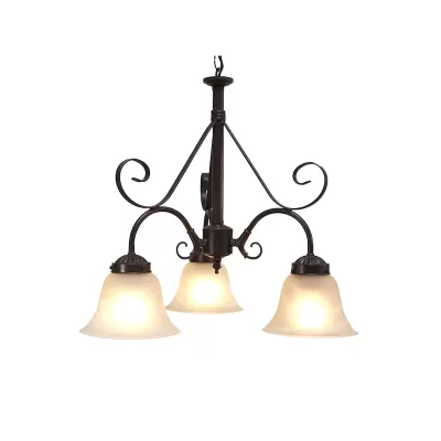 Tulipán Marmoleado 3 Luz Vidrio Blanco