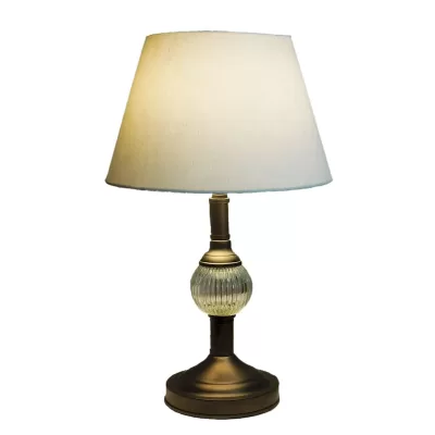 Lámp. Mesa Esfera Vidrio Con Sombra