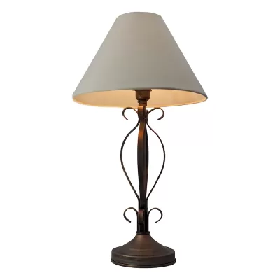 Lámpara Mesa  Base Herraje Doble Con Sombra