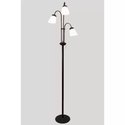 Lámpara De Pie Tulipán 3 Luz Vidrio Blanco